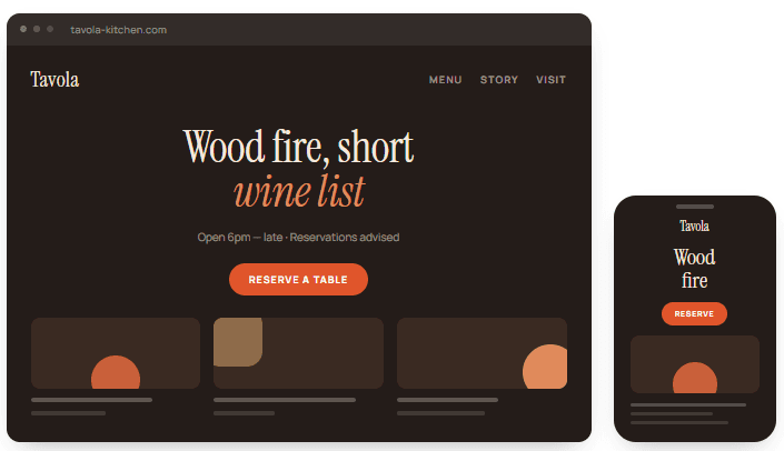 Restaurant & café website example
