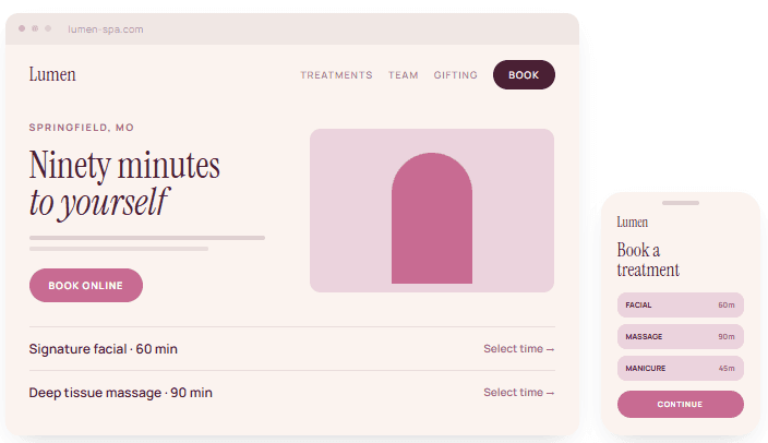 Salon & spa website example