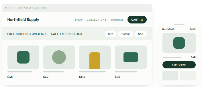 Online store website example