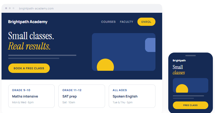 School & coaching website example