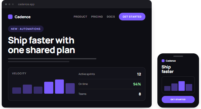 SaaS & startup website example